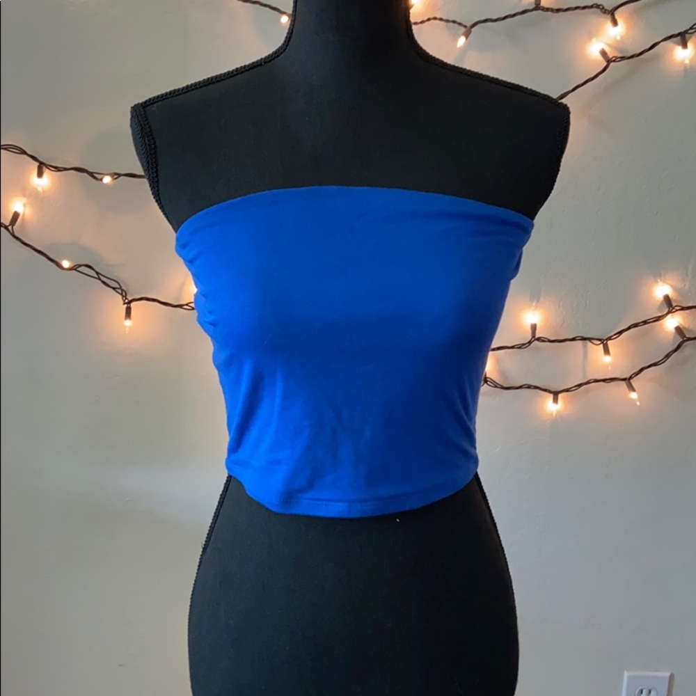 Garage Royal Blue Strapless Crop Tube Top